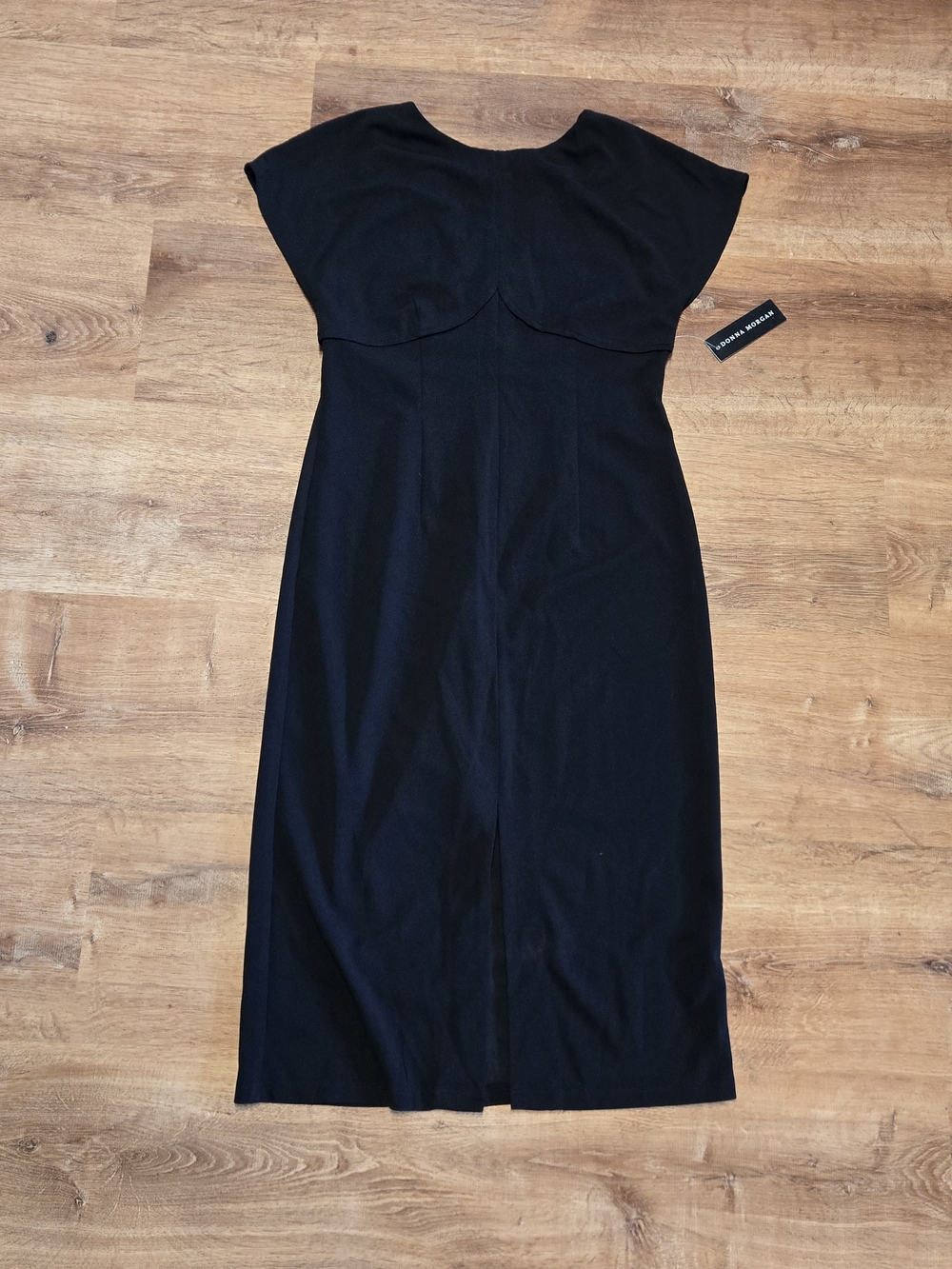 NWT! Donna Morgan Black Midi Dress with Cap Sleeves Size 6